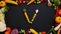 Vegetables made letter V