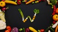 Vegetables made letter W