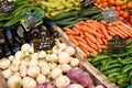 Vegetables on market stall