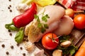 Vegetables and meat, ingredient for soup Royalty Free Stock Photo