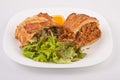 Vegetables and meat roll and salad Royalty Free Stock Photo