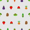 Vegetables monster pattern seamless. Vegetable GMO mutant background . genetically modified Tomato and cabbage texture. Bell