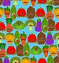 Vegetables monster pattern seamless. Vegetable GMO mutant background . genetically modified Tomato and cabbage texture. Bell Royalty Free Stock Photo