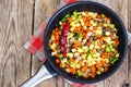 Vegetables with mushrooms, cooked in frying pan Royalty Free Stock Photo