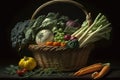 Vegetables picked straight from the garden and placed in a wicker basket Royalty Free Stock Photo