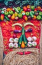 Vegetables portrait. Fresh organic Vegetables on Wooden table wi