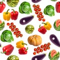 Vegetables - pumpkin, sweet pepper, cabbage, watermelon, eggplant, branch of tomatos - a seamless pattern