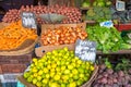 Vegetables and salad in baskets at a market