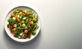 Vegetables Salad Served on White Plate with Blank Space on Isolated Background AI Generative Royalty Free Stock Photo