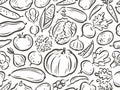 Vegetables seamless background. Healthy food concept. Vector illustration