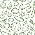 Vegetables seamless background, pattern. Agriculture, natural food, farming vector