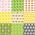 Vegetables Seamless Pattern Background Set
