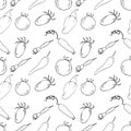 Vegetables seamless pattern. Cucumbers, tomatoes and peppers