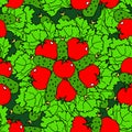 Vegetables seamless pattern with tomatoes, cucumbers and salad.