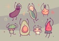Vegetables set in cartoon style, cute vector illustrations collection Royalty Free Stock Photo