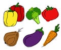 Vegetables set on white background.