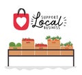 Vegetables shelf with support local business vector design Royalty Free Stock Photo