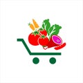 vegetables on shopping cart grocery logo icon design symbol vector