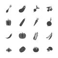 Vegetables Sillhouette Icon Flat Set