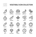 Vegetables, simple set of vector linear icons. Collection of vegetables icons. Vector symbol set of healthy food on