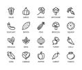 Vegetables, simple set of vector linear icons. Isolated collection of vegetables icons on white background. Vector