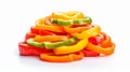 Vegetables, Sliced Bell Peppers Isolated on White Background. AI Generative