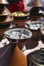 Vegetables steaming in tagine cooking pots