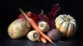 Vegetables, still life on a black background