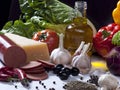 Food Ingredients Still Life Composition with Vegetables, Olive O Royalty Free Stock Photo