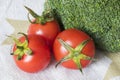 Vegetables on the table, tomatoes and broccoli Royalty Free Stock Photo