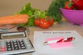 Vegetables, tomato. Measure tape and fresh vegetables in the background. Healthy lifestyle diet with fresh fruits Royalty Free Stock Photo