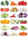 Vegetables tomatoes lettuce bell pepper onions carrots collection isolated