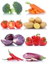 Vegetables tomatoes potatoes bell pepper collection isolated Royalty Free Stock Photo