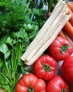 vegetables, tomatoes, white asparagus, parsley and dill, spring vegetables, natural vitamins, parsley leaves
