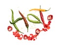 Vegetables and vegetarian diet concept. Chopped chili peppers