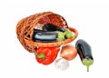 Vegetables in a wattled basket Royalty Free Stock Photo