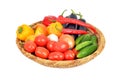 Vegetables in a wattled basket Royalty Free Stock Photo