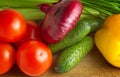 Vegetables on a wooden