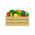 Vegetables in a wooden box on white background. Organic food illustration. Fresh vegetables from the farm. Natural, healt Royalty Free Stock Photo