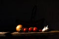 Vegetables on a wooden plank