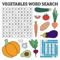 Vegetables word search game for kids