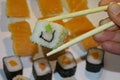 Vegetal maki, sushi food in detail Royalty Free Stock Photo