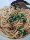 Vegetarian Aglio Olio Spaghetti for Chinese New Year Royalty Free Stock Photo