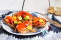 Vegetarian appetizer bread with vegetables