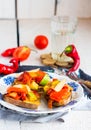 Vegetarian appetizer bread with vegetables