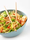 Vegetarian Asian Noodle Dish with Chopsticks Royalty Free Stock Photo