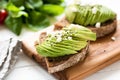 Vegetarian avocado sandwich with seeds Royalty Free Stock Photo