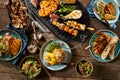 Vegetarian barbecue grill and various dishes Royalty Free Stock Photo
