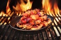 Vegetarian BBQ. Vegetable Shish Kebabs On Hot Flaming Grill, Clo Royalty Free Stock Photo