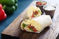 Vegetarian breakfast burrito with eggs Royalty Free Stock Photo